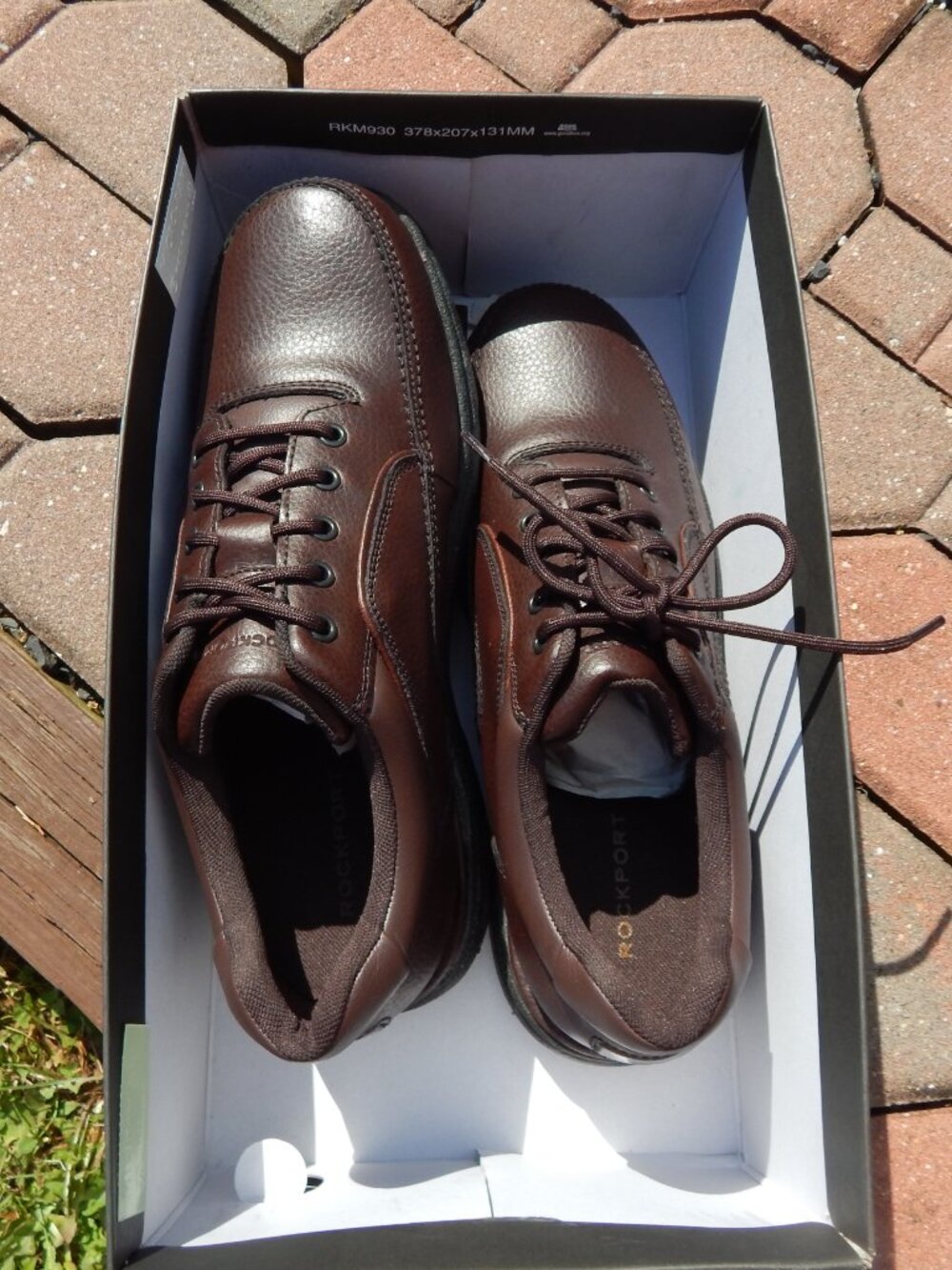 Rockport Mens Size 11 Shoes Eureka Lace Up Oxford Brown Genuine Leather - Picture 6 of 6